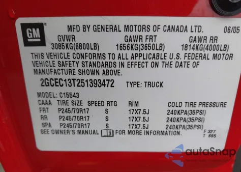 2005 Chevrolet Silverado 1500 Ls из США, поврежденный, VIN 2GCEC13T251393472